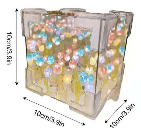 Lampara Magica de Tulipanes en forma de Cubo ❤️